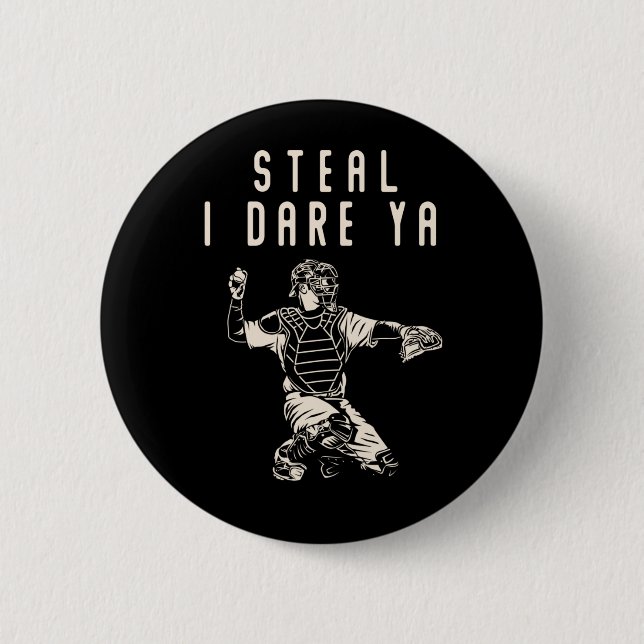 Badge Rond 5 Cm Softball Catcher Enfants Funny Baseball Joueur Hum (Devant)