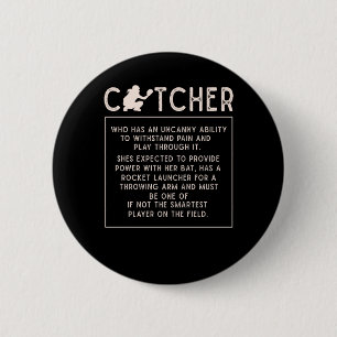 Badge Rond 5 Cm Softball Catcher Girl Funny Baseball Player Humour