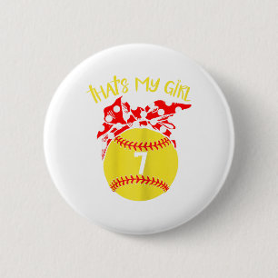Badge Rond 5 Cm Softball Chignon Décoiffé C'est Ma Fille #7 Maman