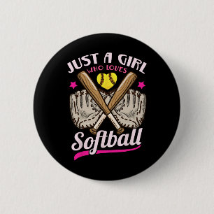 Badge Rond 5 Cm Softball Juste Une Fille Qui Aime Softball Softbal