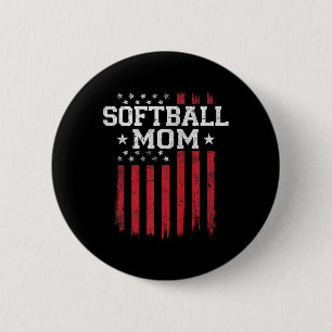 Badge Rond 5 Cm Softball Mom Fier drapeau américain Usa Patriot Pa