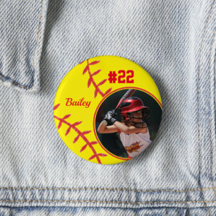 Badge Rond 5 Cm Softball Pin Nom Jersey Numéro Bouton photo