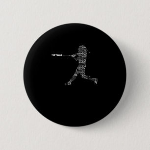 Badge Rond 5 Cm Softball Silhouette Ball Jeu Gant Gif