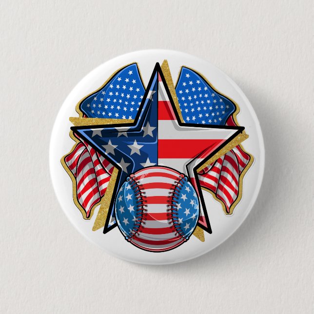 Badge Rond 5 Cm Softball USA (Devant)