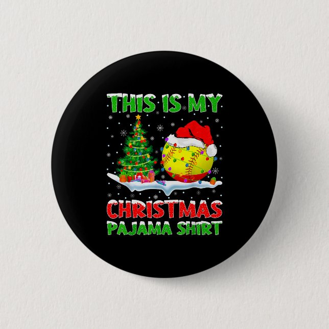Badge Rond 5 Cm Softball Xmas Tree Lights This Is My Christmas Paj (Devant)