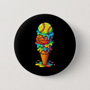 Badge Rond 5 Cm Softll Sketll Crème Glacée Dégoulinante Jeu d'Été 