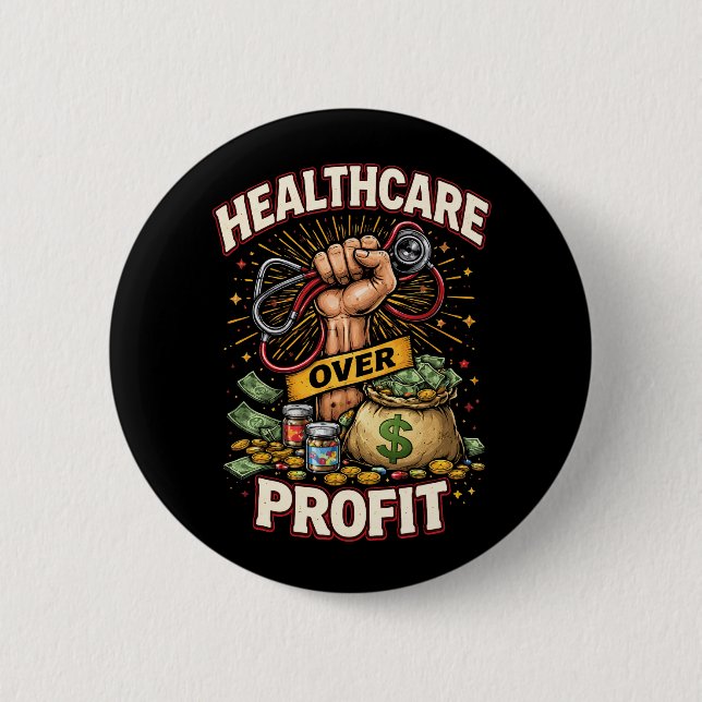 Badge Rond 5 Cm Soins avant le profit (Devant)