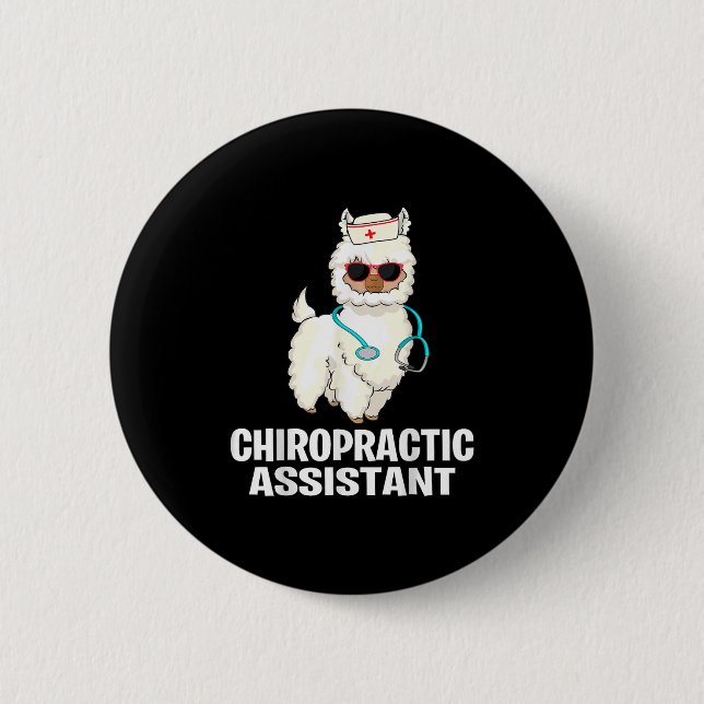 Badge Rond 5 Cm Soins chiropratiques amusants Istant Llama Chiropr (Devant)