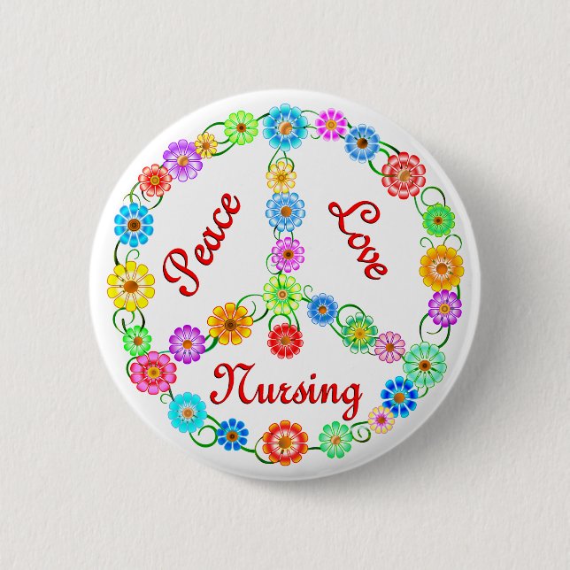 BADGE ROND 5 CM SOINS D'AMOUR DE PAIX (Devant)