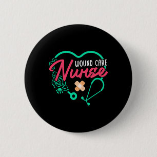 Badge Rond 5 Cm Soins de santé infirmière Coeur Stethoscope