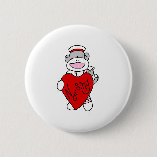 Badge Rond 5 Cm Soins de singe de chaussette
