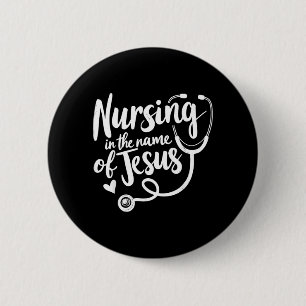 Badge Rond 5 Cm Soins infirmiers au nom de l'infirmière chrétienne
