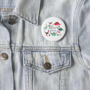 Badge Rond 5 Cm Soirée d'anniversaire à maman dinosaure