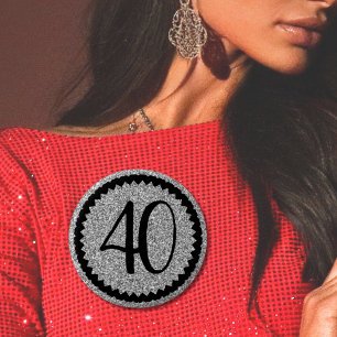 Badge Rond 5 Cm Soirée de 40e anniversaire Parties scintillant d'a