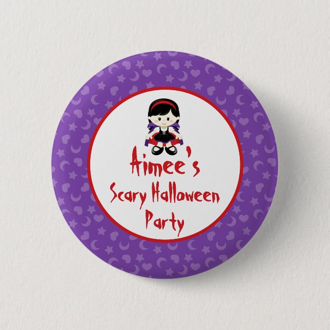 Badge Rond 5 Cm Soirée d'Halloween de fille Vampire (Devant)
