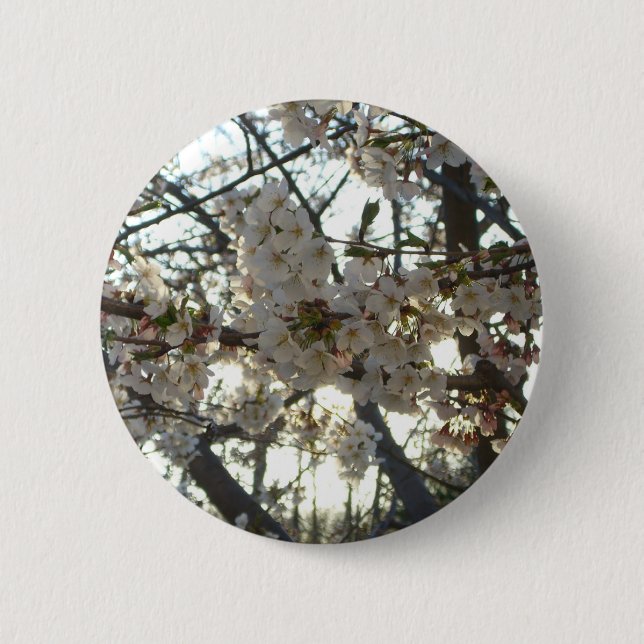 Badge Rond 5 Cm Soirée Fleurs de cerisiers II Printemps coucher de (Devant)