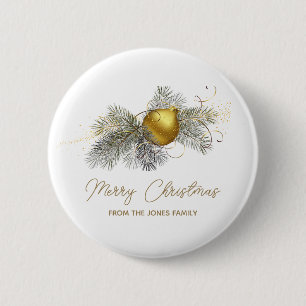 Badge Rond 5 Cm Soirée Ornament de Noël en or élégant