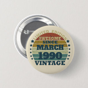 Badge Rond 5 Cm Soirée personnalisée vintage de 35 ans
