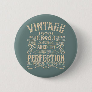 Badge Rond 5 Cm Soirée personnalisée vintage de 35 ans