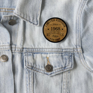Badge Rond 5 Cm Soirée personnalisée vintage de 55 ans