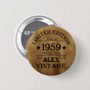 Badge Rond 5 Cm Soirée personnalisée vintage de 65e anniversaire
