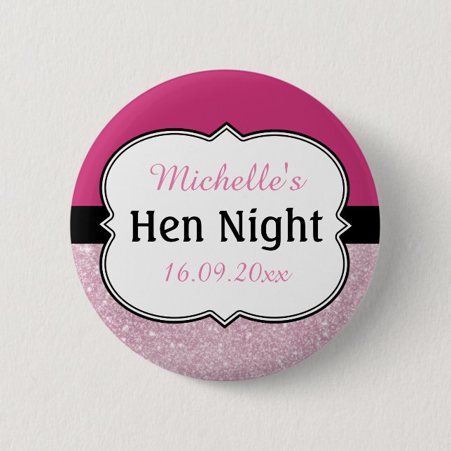 Badge Rond 5 Cm Soirée rose Hen personnalisée (Devant)