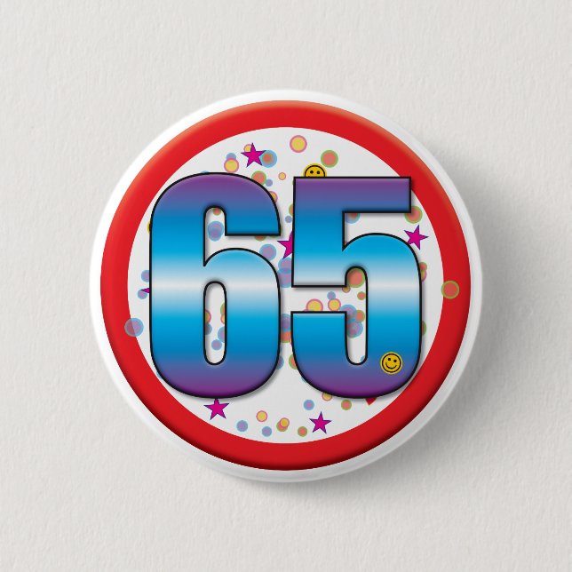 Badge Rond 5 Cm soixante-cinquième Anniversaire v2 (Devant)