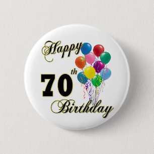 Badge Rond 5 Cm Soixante-dixième cadeaux d'anniversaire et