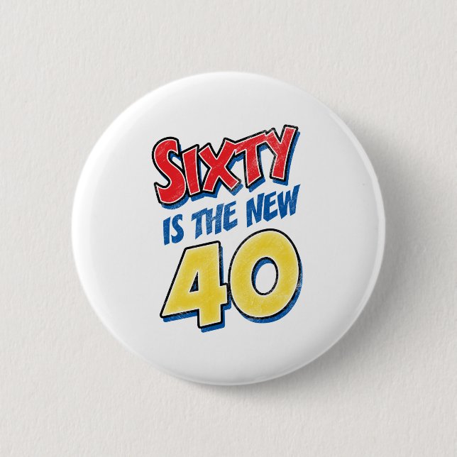 Badge Rond 5 Cm Soixante Est Le Nouvel Anniversaire De 40 Ans (Devant)