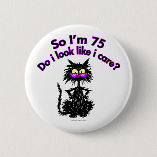 Badge Rond 5 Cm soixante-quinzième Chat d'anniversaire