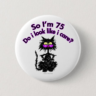 Badge Rond 5 Cm soixante-quinzième Chat d'anniversaire