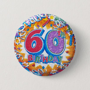 Badge Rond 5 Cm soixantième Bouton d'anniversaire
