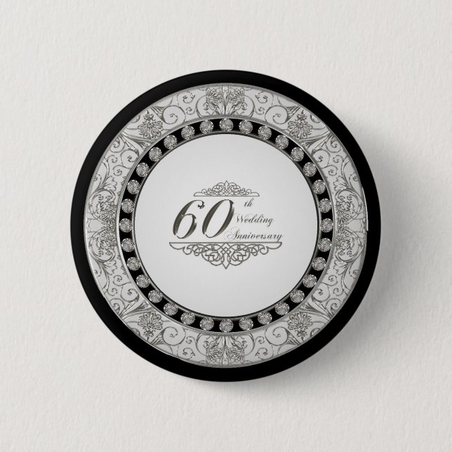 Badge Rond 5 Cm soixantième Bouton d'anniversaire de mariage (Devant)
