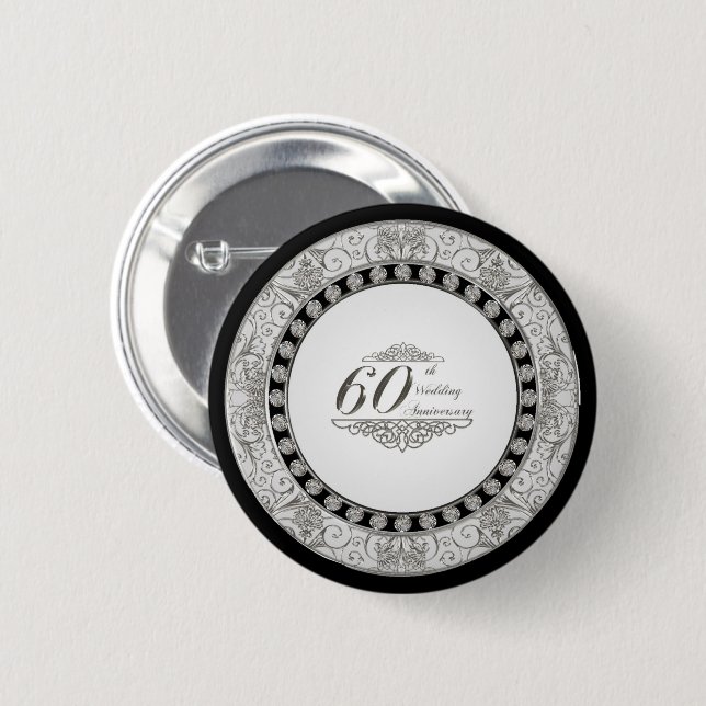 Badge Rond 5 Cm soixantième Bouton d'anniversaire de mariage (Devant & derrière)