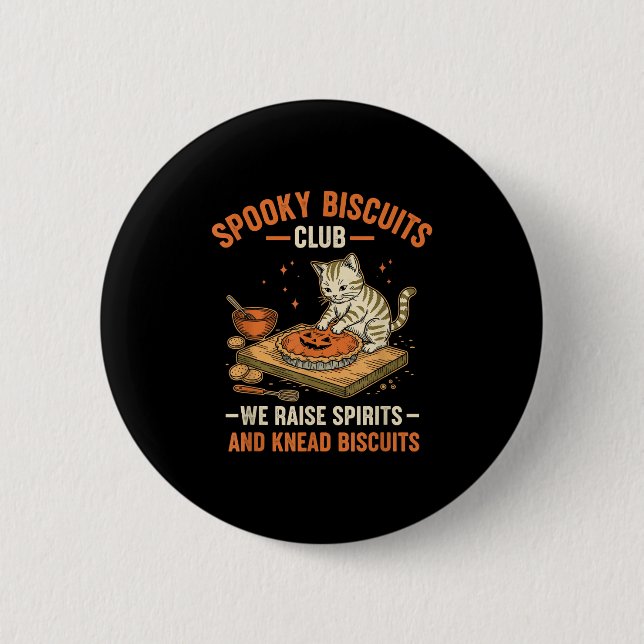 Badge Rond 5 Cm Soky Biscuits Club Funny Halloween Cat Baking (Devant)