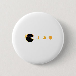 Badge Rond 5 Cm Solaire Eclipse Gamer Manger Sun Retro Video Jeu M