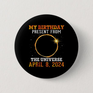 Badge Rond 5 Cm Solaire Éclipse Mon Anniversaire Présenté Par Les