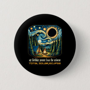 Badge Rond 5 Cm Solaire Éclipse Mon Anniversaire Présenté Par Les