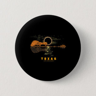 Badge Rond 5 Cm Solar Eclipse 2024 Guitare 04.08.24 Totalité Texas