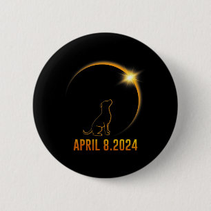 Badge Rond 5 Cm Solar Eclipse 2024 Totalité Chien 1
