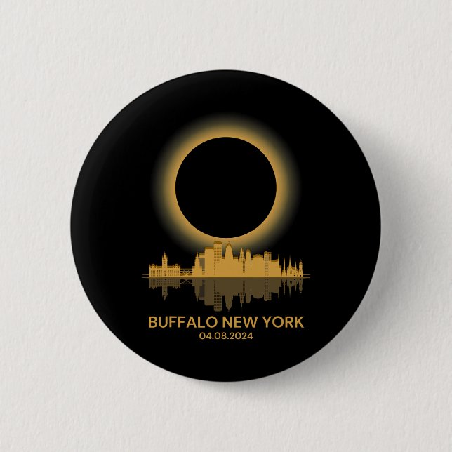 Badge Rond 5 Cm Solar Eclipse Buffalo New York Souvenir Totalité (Devant)