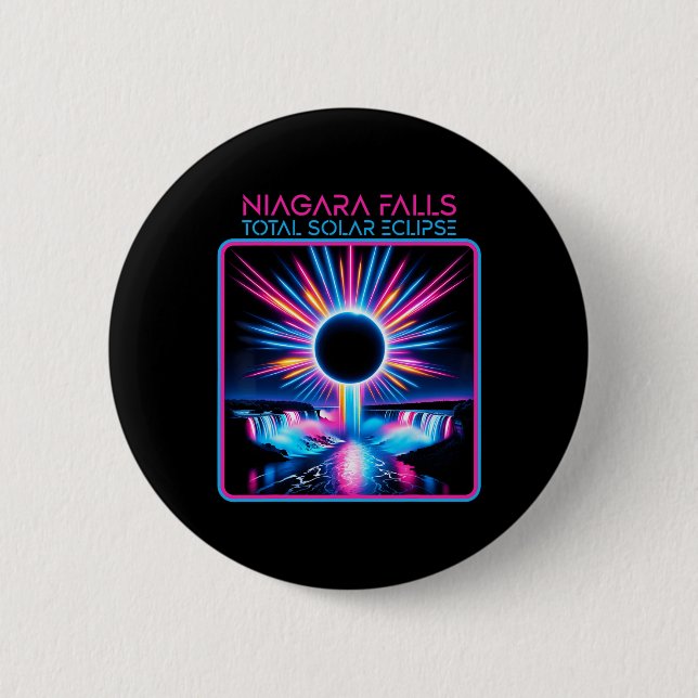 Badge Rond 5 Cm Solar Eclipse Niagara Falls Totalité Event Souveni (Devant)