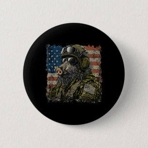 Badge Rond 5 Cm Soldat de sanglier sauvage drôle pour les amateurs