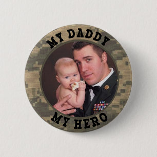 Badge Rond 5 Cm Soldat militaire mon papa ma photo de coutume de