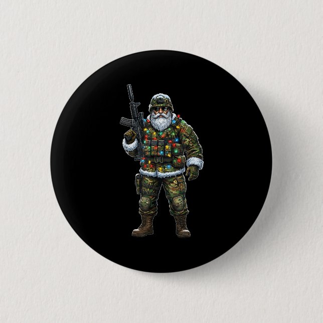 Badge Rond 5 Cm Soldier Santa Camouflage Christmas Military Hunter (Devant)