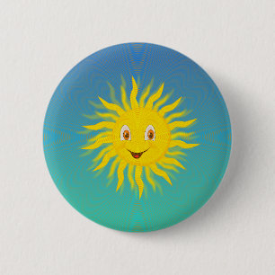 Badge Rond 5 Cm Soleil Avec Lignes Circulaires
