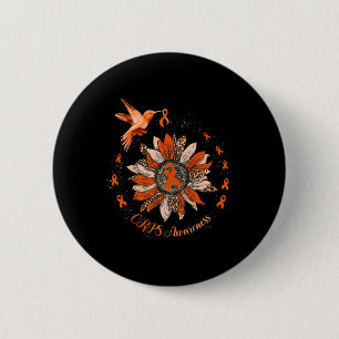 Badge Rond 5 Cm Soleil Colibri Orange Ribbon CRPS guerrier