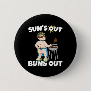 Badge Rond 5 Cm Soleil Dehors Fesses Dehors I R barbecue Porc Effi