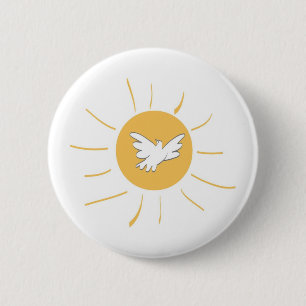 Badge Rond 5 Cm Soleil et colombe