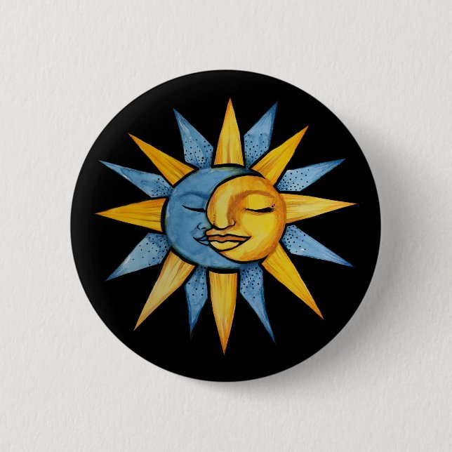 Badge Rond 5 Cm Soleil et Lune (Devant)